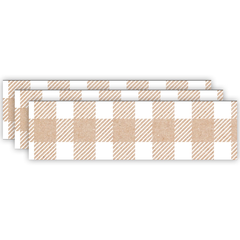 Creative Teaching Press EZ Borders, Krafty Pop Kraft Buffalo Check, 24 Borders Per Pack, Set Of 3 Packs MPN:CTP10905-3