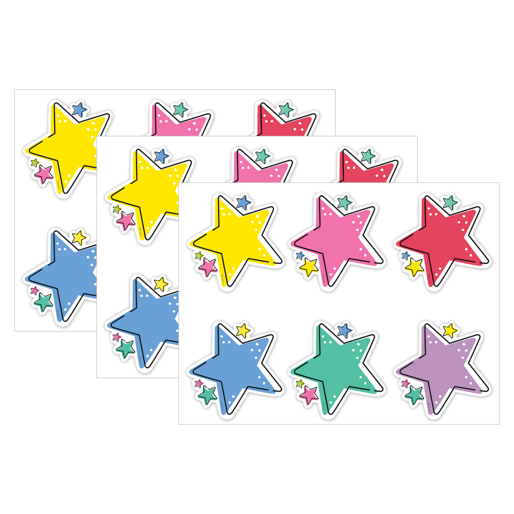 Creative Teaching Press Designer Cut-Outs, 6in, Star Bright Stars, 36 Cut-Outs Per Pack, Bundle Of 3 Packs MPN:CTP10927-3