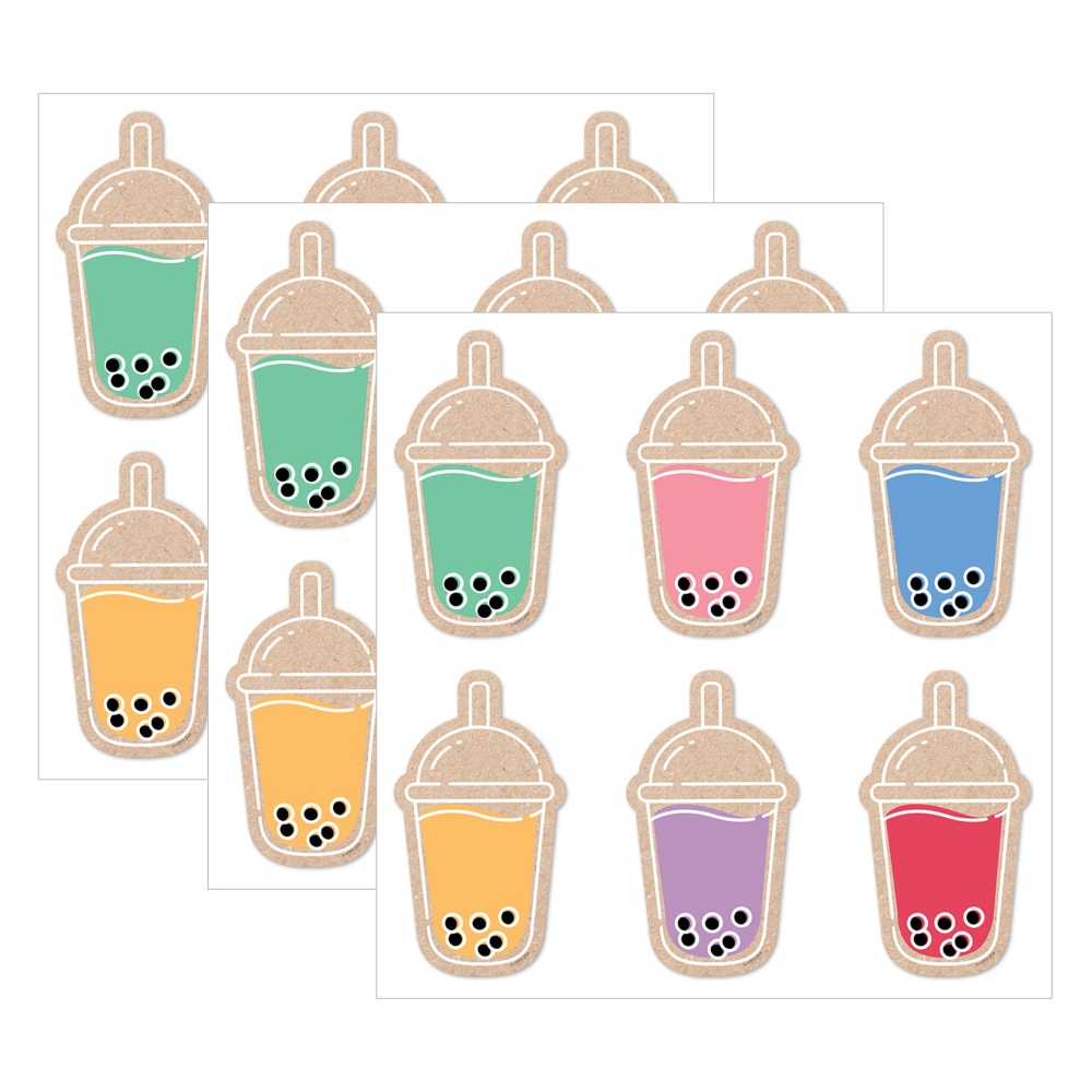 Creative Teaching Press Designer Cut-Outs, 6in, Krafty Pop! Boba Cups, 36 Cut-Outs Per Pack, Bundle Of 3 Packs MPN:CTP10931-3