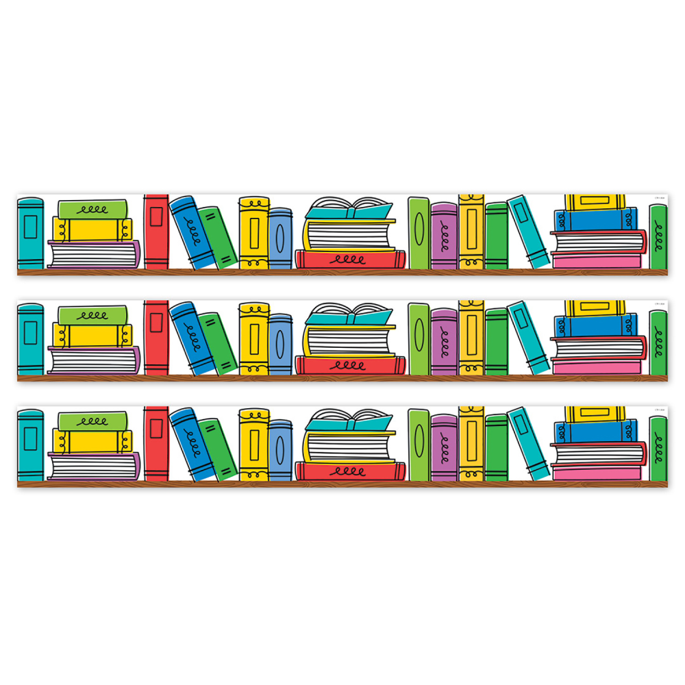 Creative Teaching Press EZ Borders, Doodle Bookshelf, 24 Borders Per Pack, Set Of 3 Packs MPN:CTP10934-3