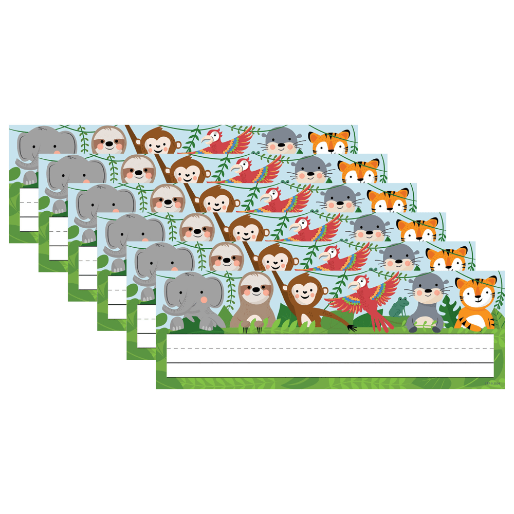 Creative Teaching Press Name Plates, 9-1/2in x 3-1/4in, Jungle Friends, 36 Plates Per Pack, Bundle Of 6 Packs MPN:CTP10939-6