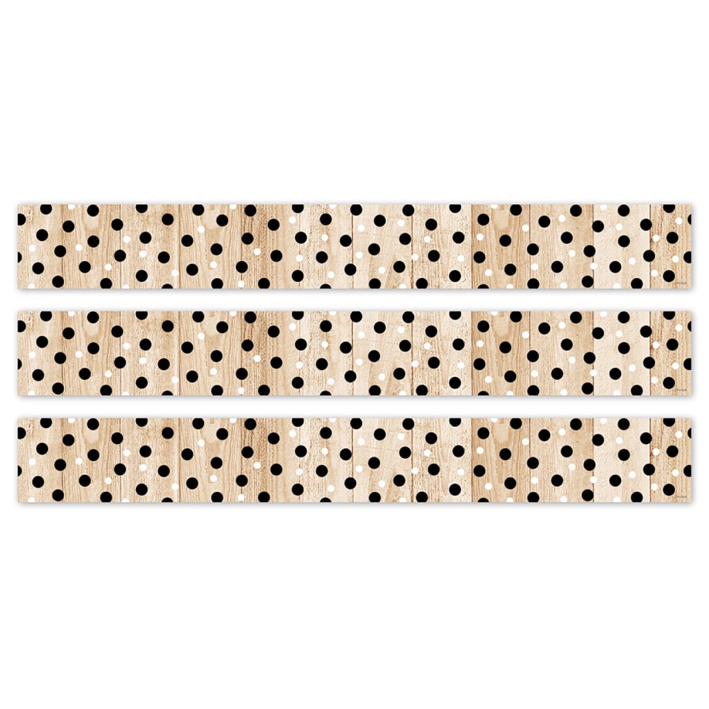 Creative Teaching Press EZ Borders, Polka Dots On Wood, 24 Borders Per Pack, Set Of 3 Packs MPN:CTP10978-3