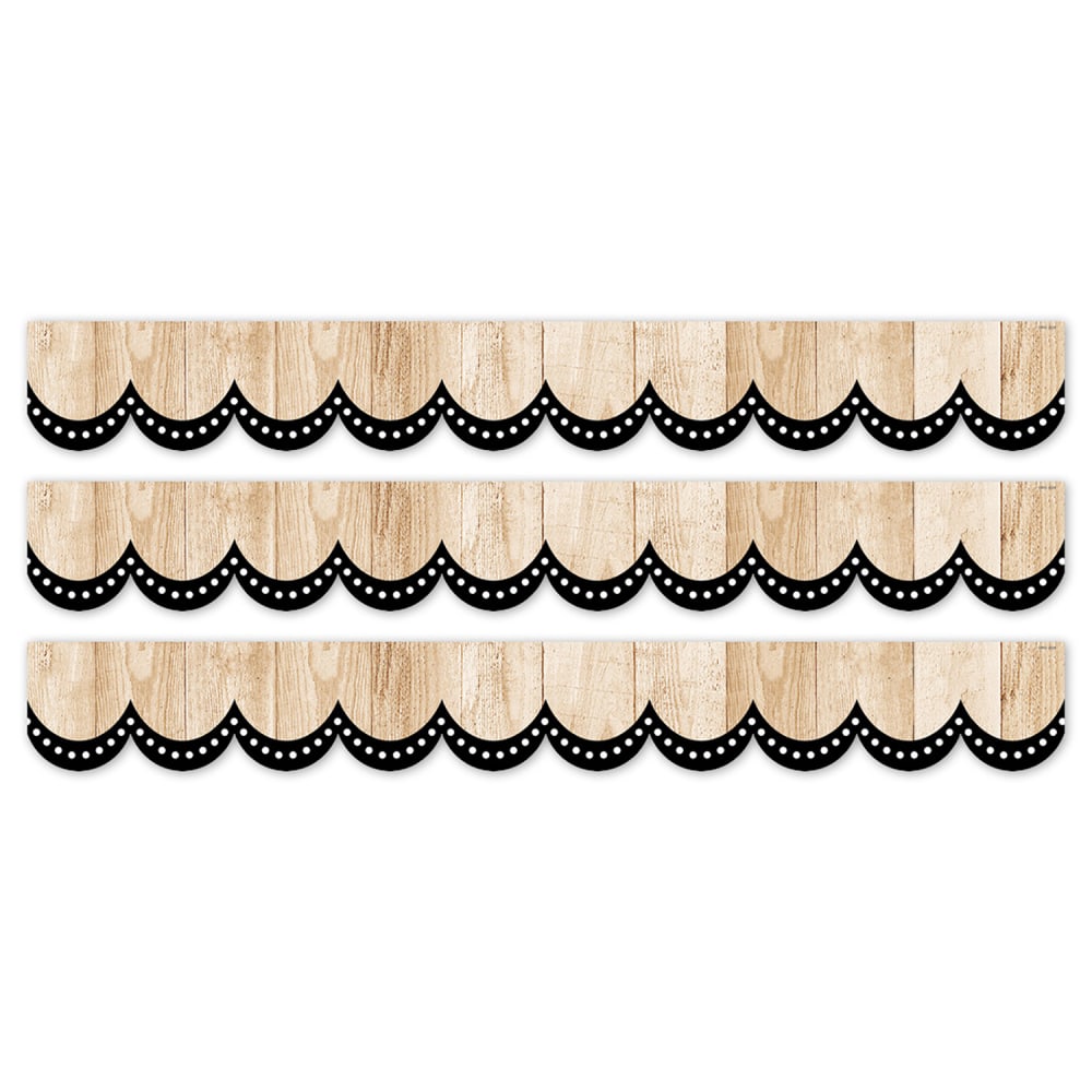 Creative Teaching Press EZ Borders, Dotted Scallops On Wood, 24 Borders Per Pack, Set Of 3 Packs MPN:CTP10980-3
