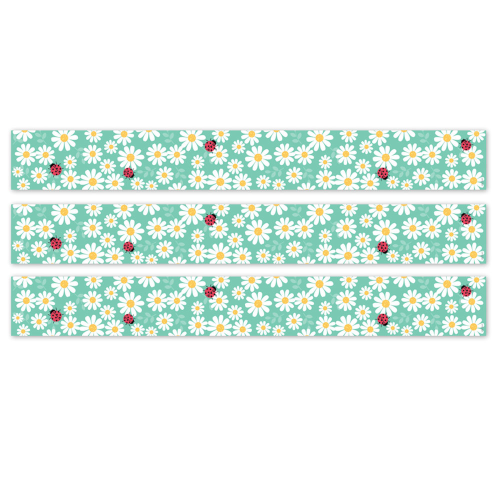 Creative Teaching Press EZ Border, 3in x 24in Strips, Core Decor Daisy Bug, 48 Feet Per Pack, Set Of 3 Packs MPN:CTP11047-3