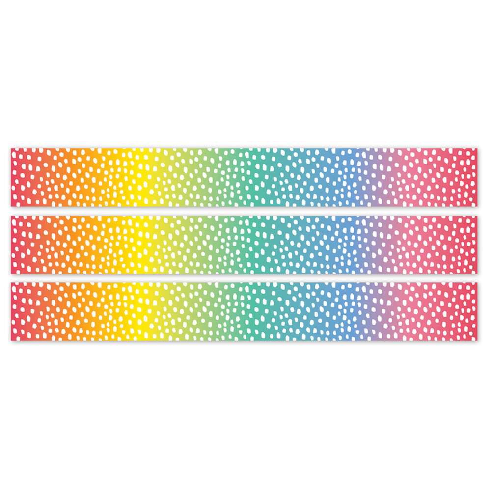 Creative Teaching Press EZ Border, 3in x 24in Strips, Core Decor Messy Dots on Rainbow, 48 Feet Per Pack, Set Of 3 Packs MPN:CTP11048-3