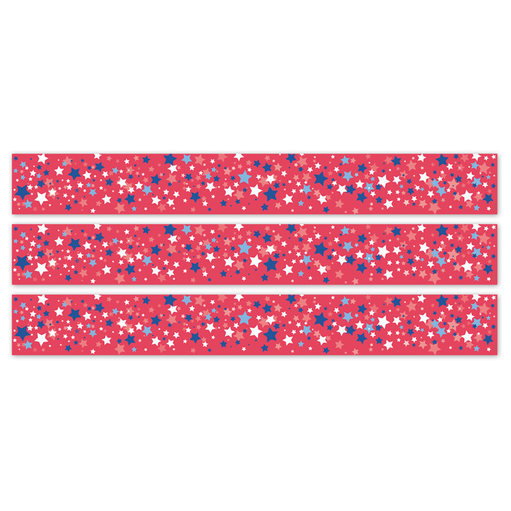 Creative Teaching Press EZ Border, 3in x 24in Strips, Core Decor Patriotic Stars, 48 Feet Per Pack, Set Of 3 Packs MPN:CTP11049-3