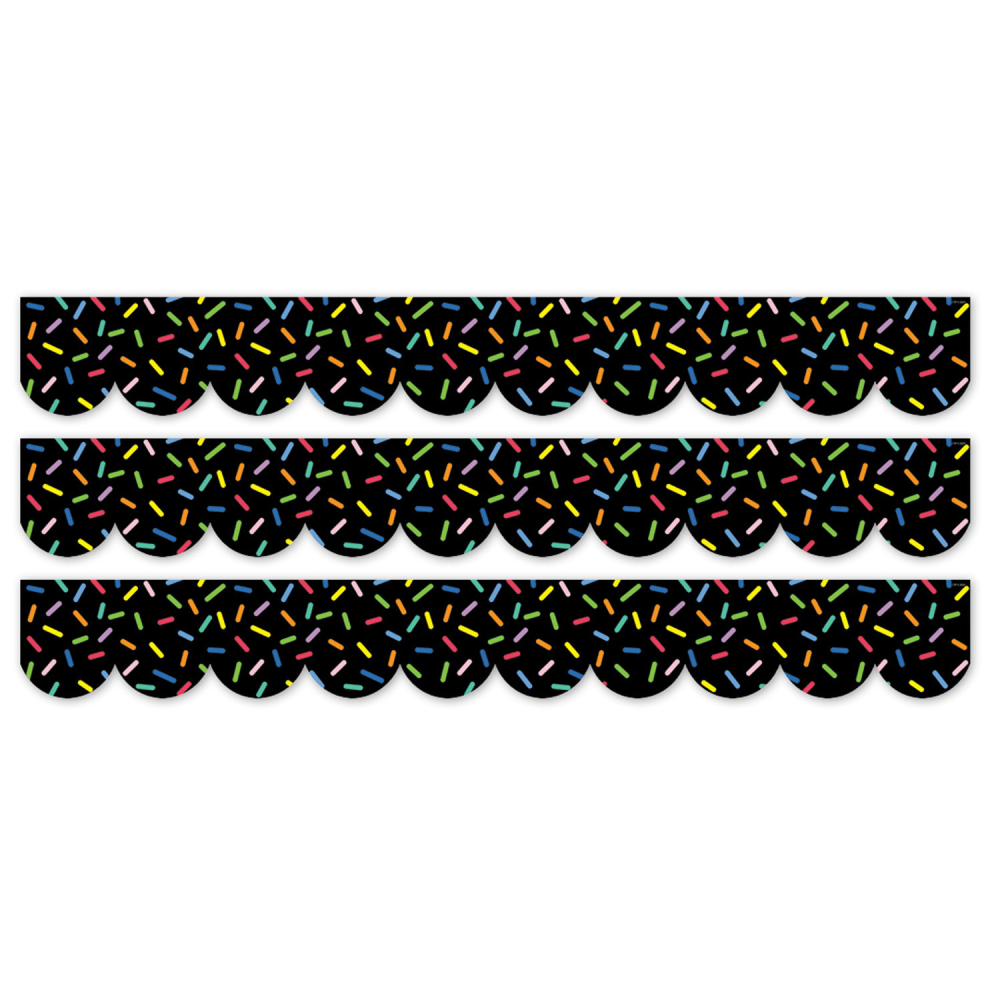 Creative Teaching Press EZ Border, 3in x 24in Strips, Core Decor Sprinkles on Black, 48 Feet Per Pack, Set Of 3 Packs MPN:CTP11055-3