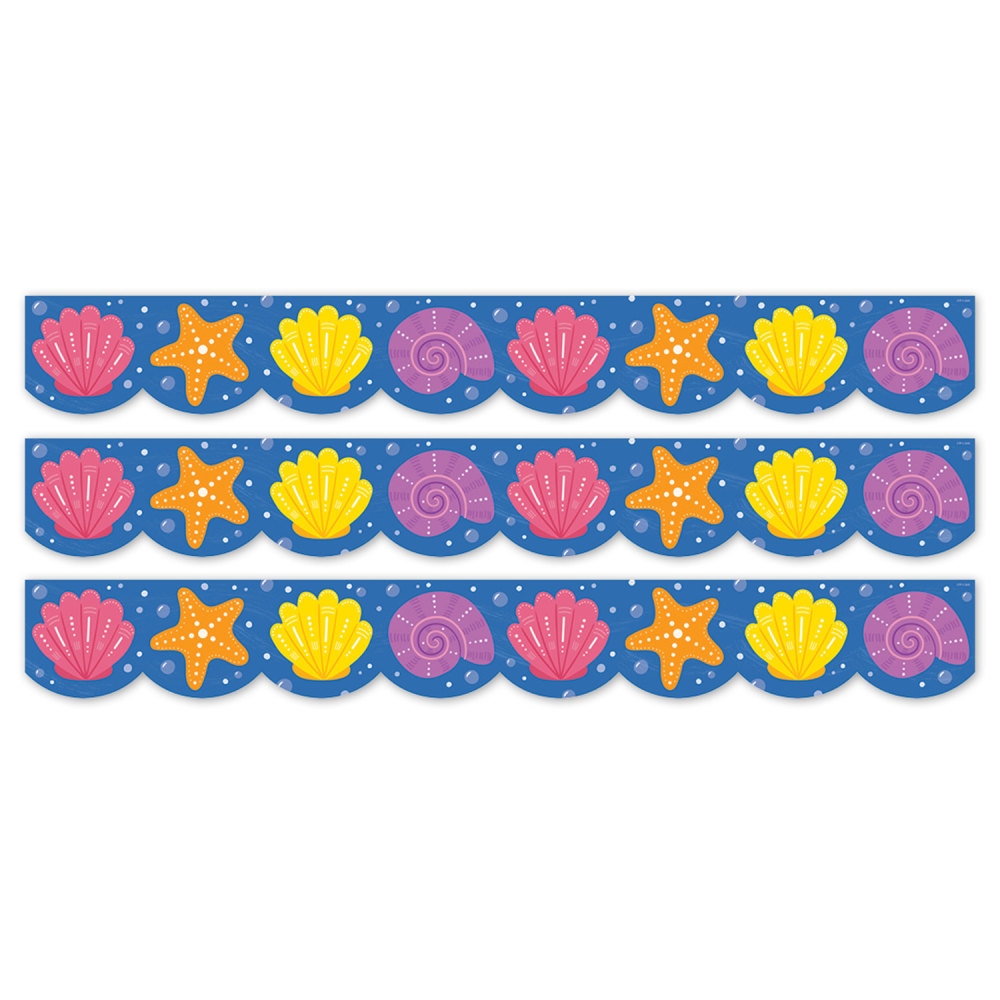 CCreative Teaching Press EZ Border, 3in x 24in Strips, Sea Friends Seashells, 48 Feet Per Pack, Set Of 3 Packs MPN:CTP11056-3