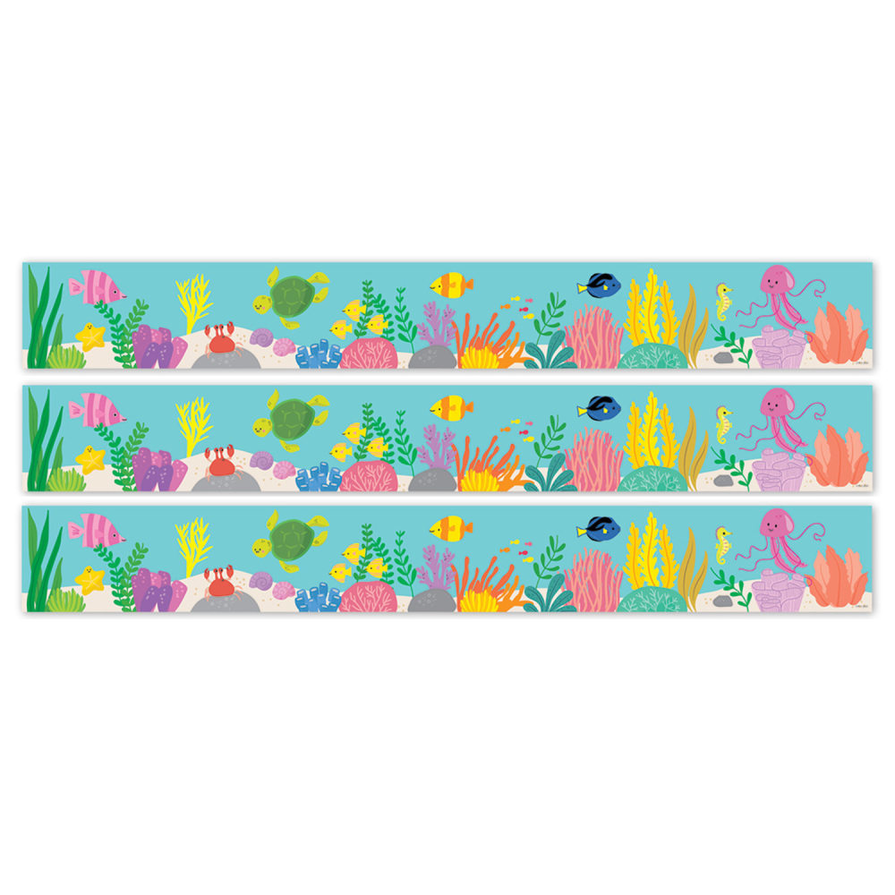 Creative Teaching Press EZ Border, 3in x 24in Strips, Sea Friends Under the Sea, 48 Feet Per Pack, Set Of 3 Packs MPN:CTP11057-3