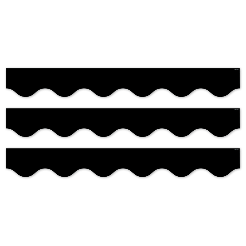 Creative Teaching Press EZ Border, 3in x 24in Strips, Core Decor Black Wavy, 48 Feet Per Pack, Set Of 3 Packs MPN:CTP11061-3