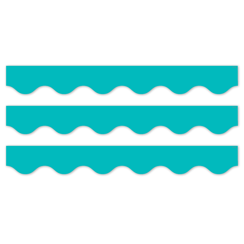 Creative Teaching Press EZ Border, 3in x 24in Strips, Core Decor Turquoise Wavy, 48 Feet Per Pack, Set Of 3 Packs MPN:CTP11062-3