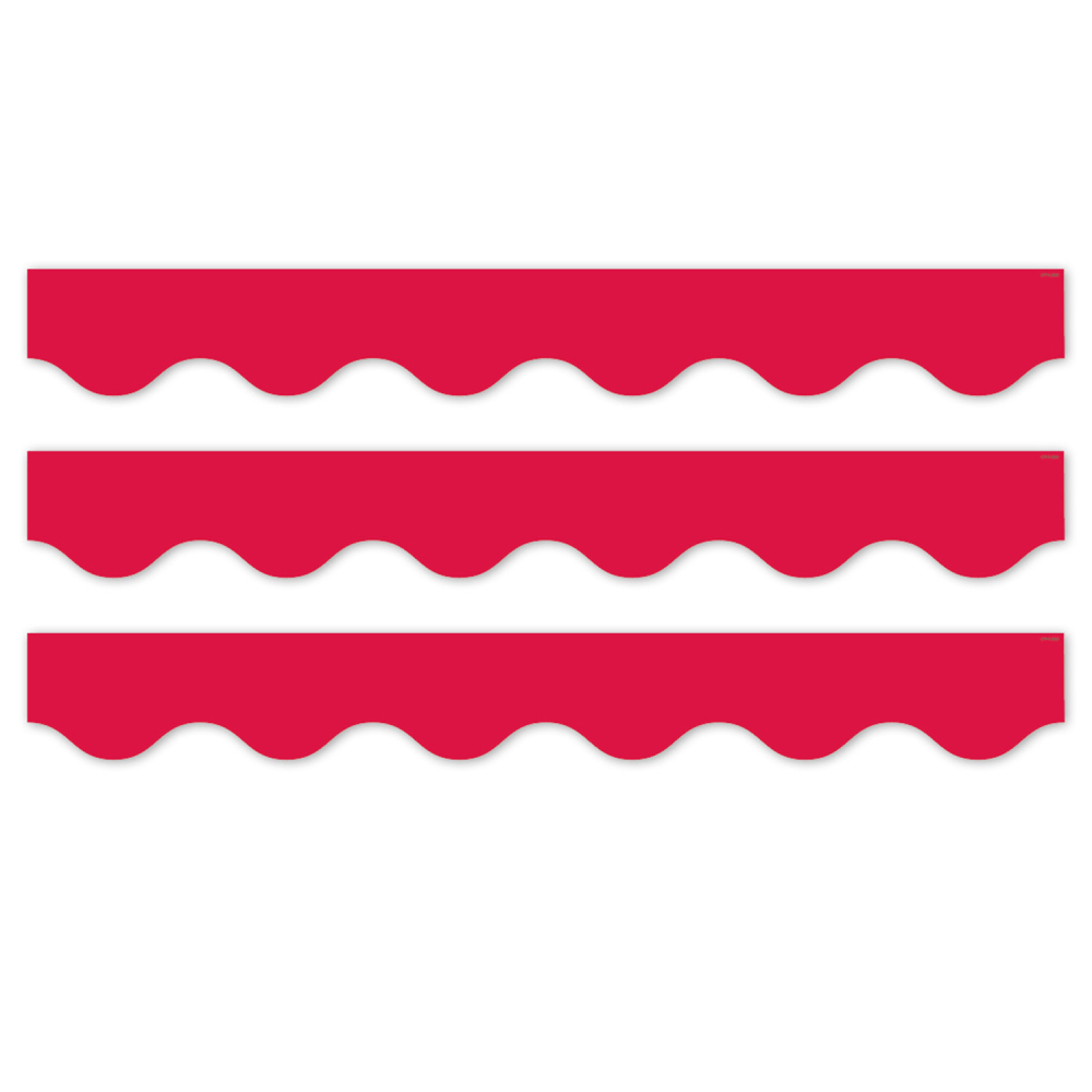 Creative Teaching Press EZ Border, 3in x 24in Strips, Core Decor Red Wavy, 48 Feet Per Pack, Set Of 3 Packs MPN:CTP11063-3