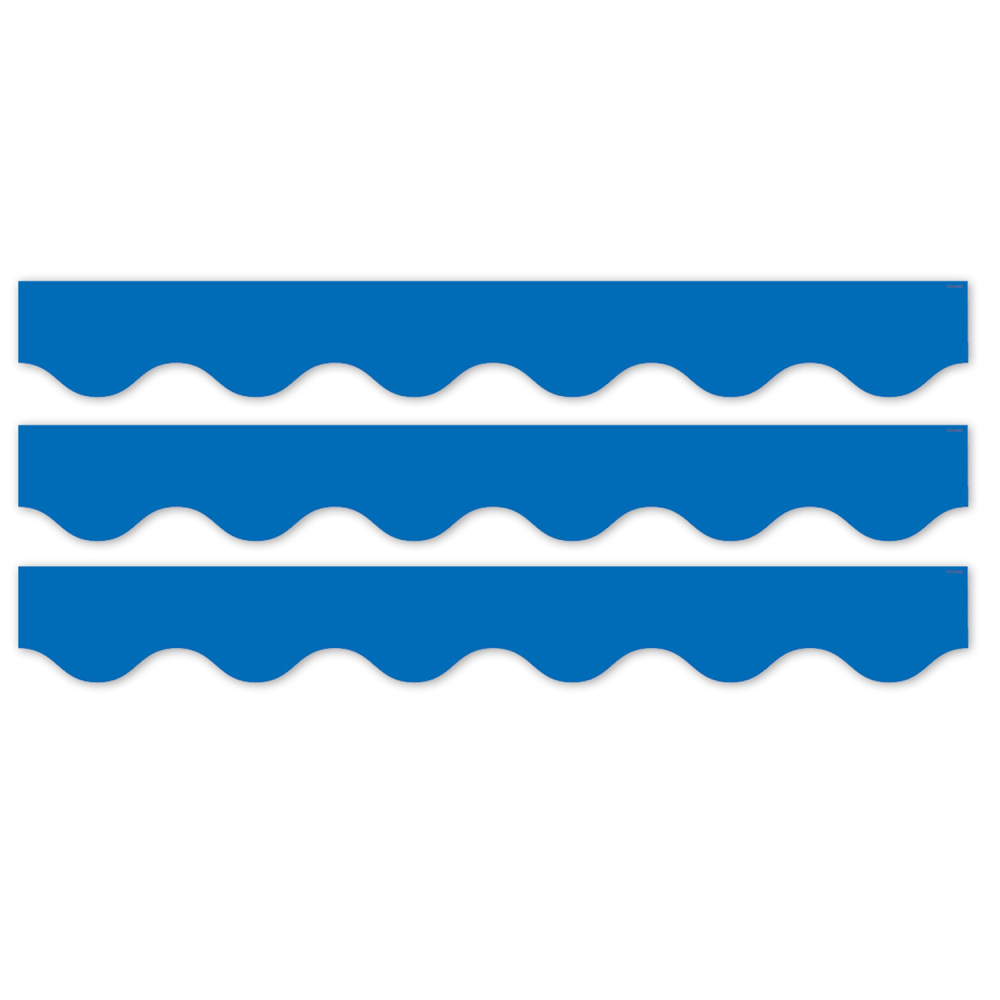 Creative Teaching Press EZ Border, 3in x 24in Strips, Core Decor Blue Wavy, 48 Feet Per Pack, Set Of 3 Packs MPN:CTP11066-3
