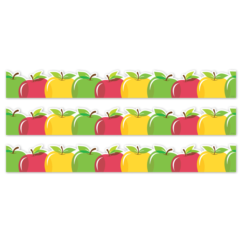 Creative Teaching Press EZ Border, 3in x 24in Strips, Apple Time Apples, 48 Feet Per Pack, Set Of 3 Packs MPN:CTP11070-3