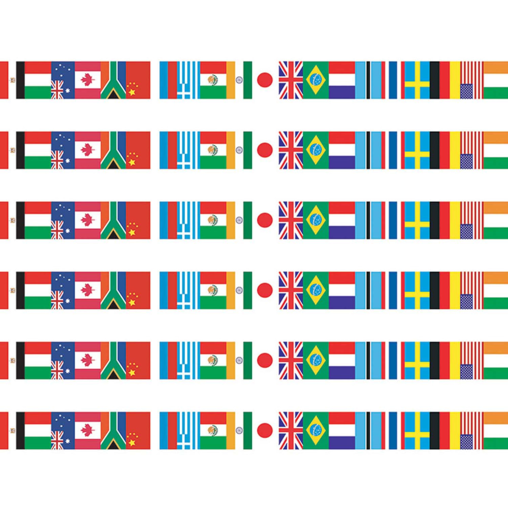 Edupress Layered Borders, International Flags Spotlight, 12 Borders Per Pack, Set Of 6 Packs MPN:EP-595-6