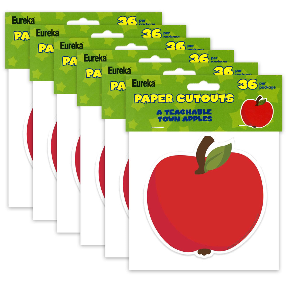 Eureka Paper Cut-Outs, A Teachable Town Apples, 36 Cut-Outs Per Pack, Set Of 6 Packs MPN:EU-841562-6