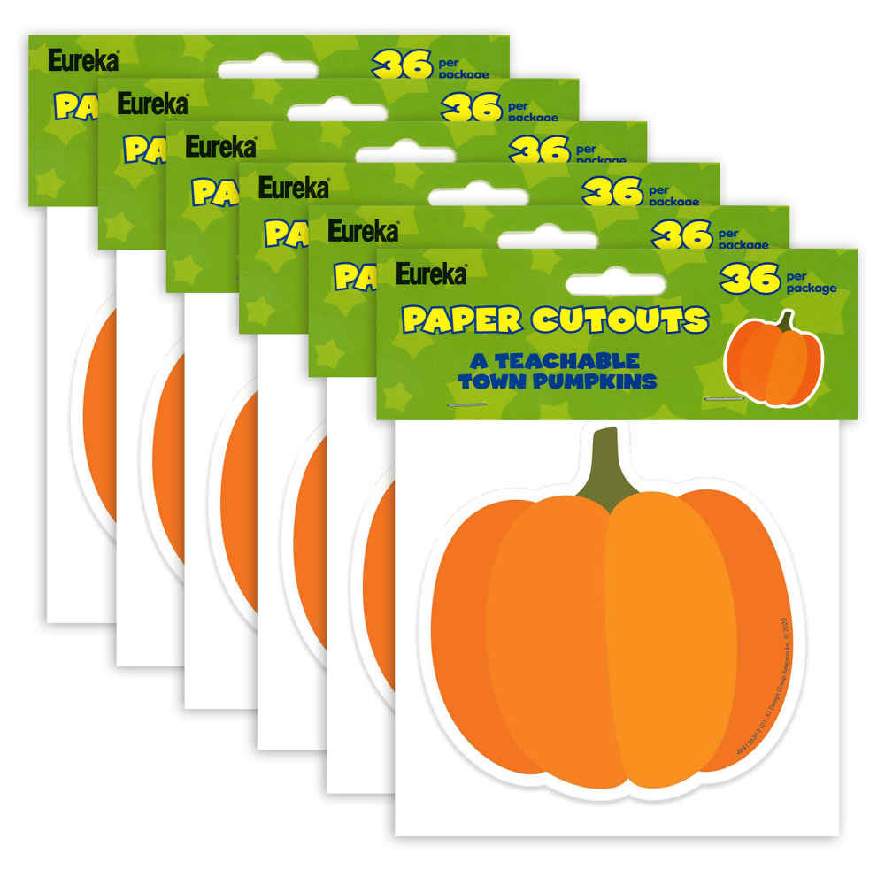 Eureka Paper Cut-Outs, A Teachable Town Pumpkins, 36 Cut-Outs Per Pack, Set Of 6 Packs MPN:EU-841563-6