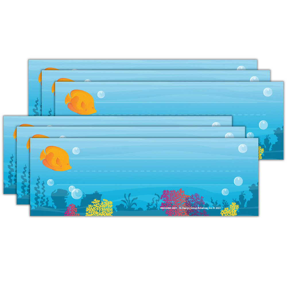 Eureka Tented Name Plates, 9-5/8in x 6-1/2in, Seas The Day, 36 Name Plates Per Pack, Bundle Of 6 Packs MPN:EU-843245-6