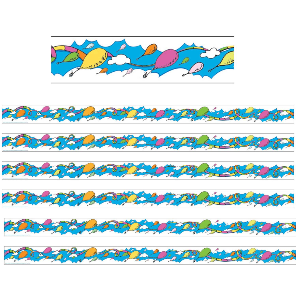 Eureka Deco Trim Packs, 37' x 2-1/4in, Dr. Seuss Oh the Places Balloons, Set Of 6 Packs MPN:EU-844912-6