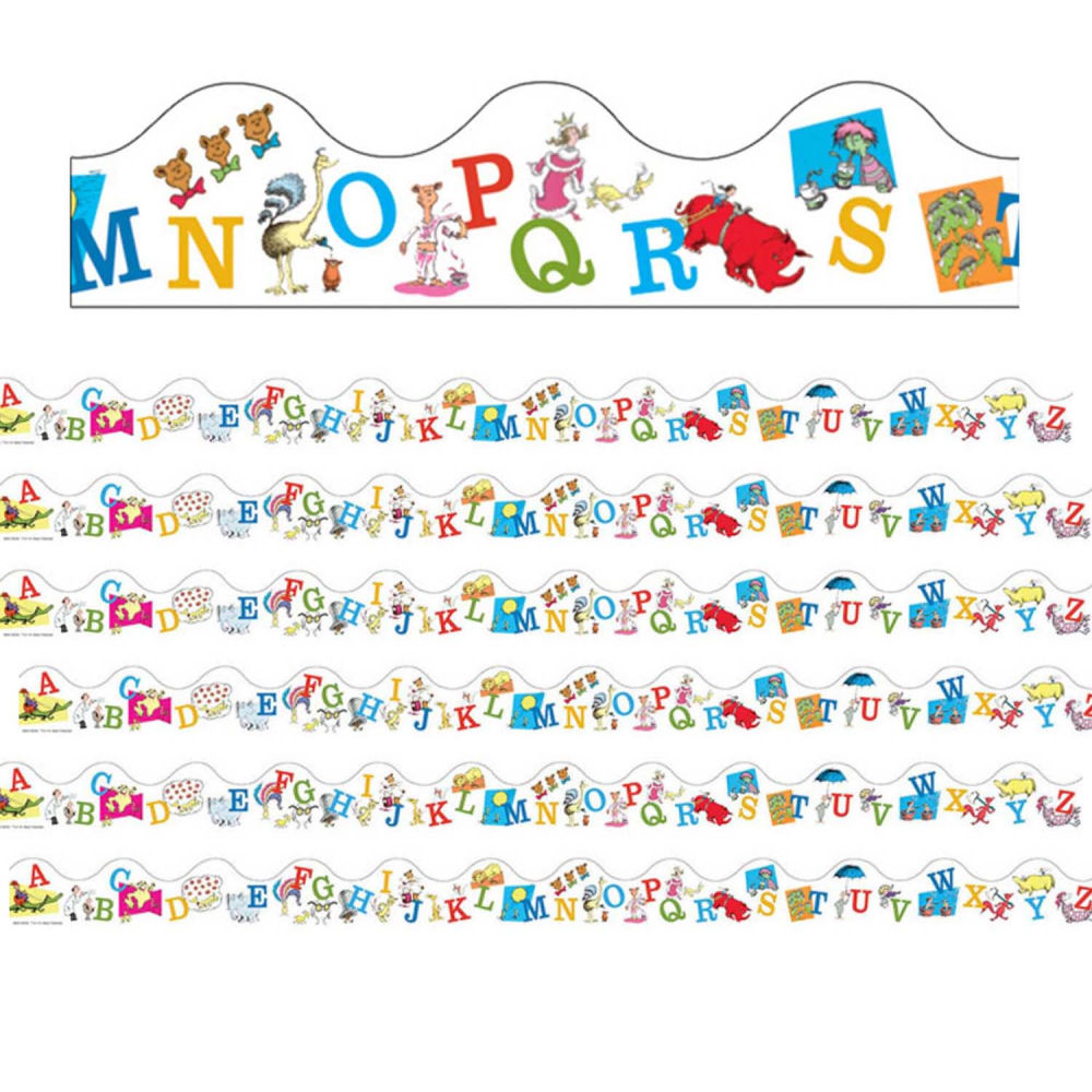 Eureka Scalloped Deco Trim Packs, 37' x 2-1/4in, Dr. Seuss ABC, Set Of 6 Packs MPN:EU-845019-6