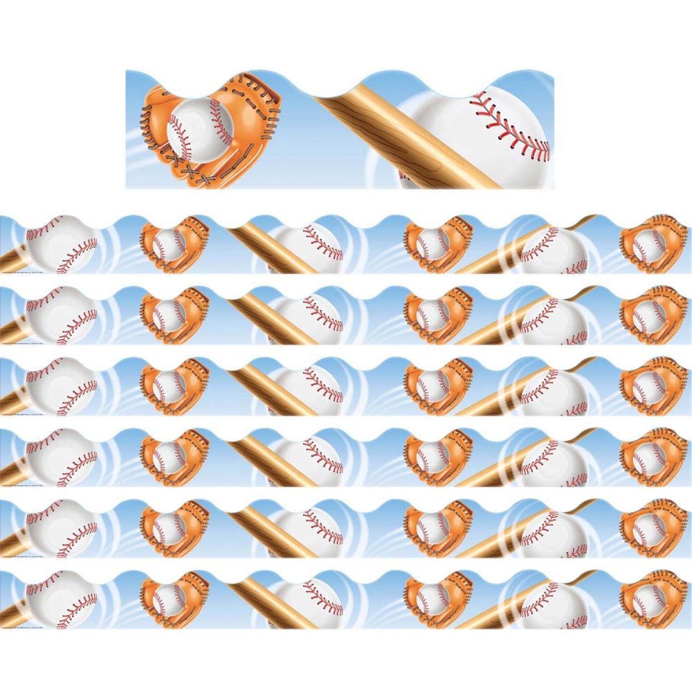 Eureka School Deco Trim, Baseball, 37ft Per Pack, Set Of 6 Packs MPN:EU-845201-6