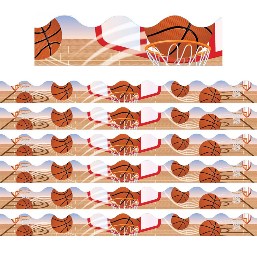 Eureka Deco Trim Packs, 37' x 2-1/4in, Basketball, Set Of 6 Packs MPN:EU-845202-6