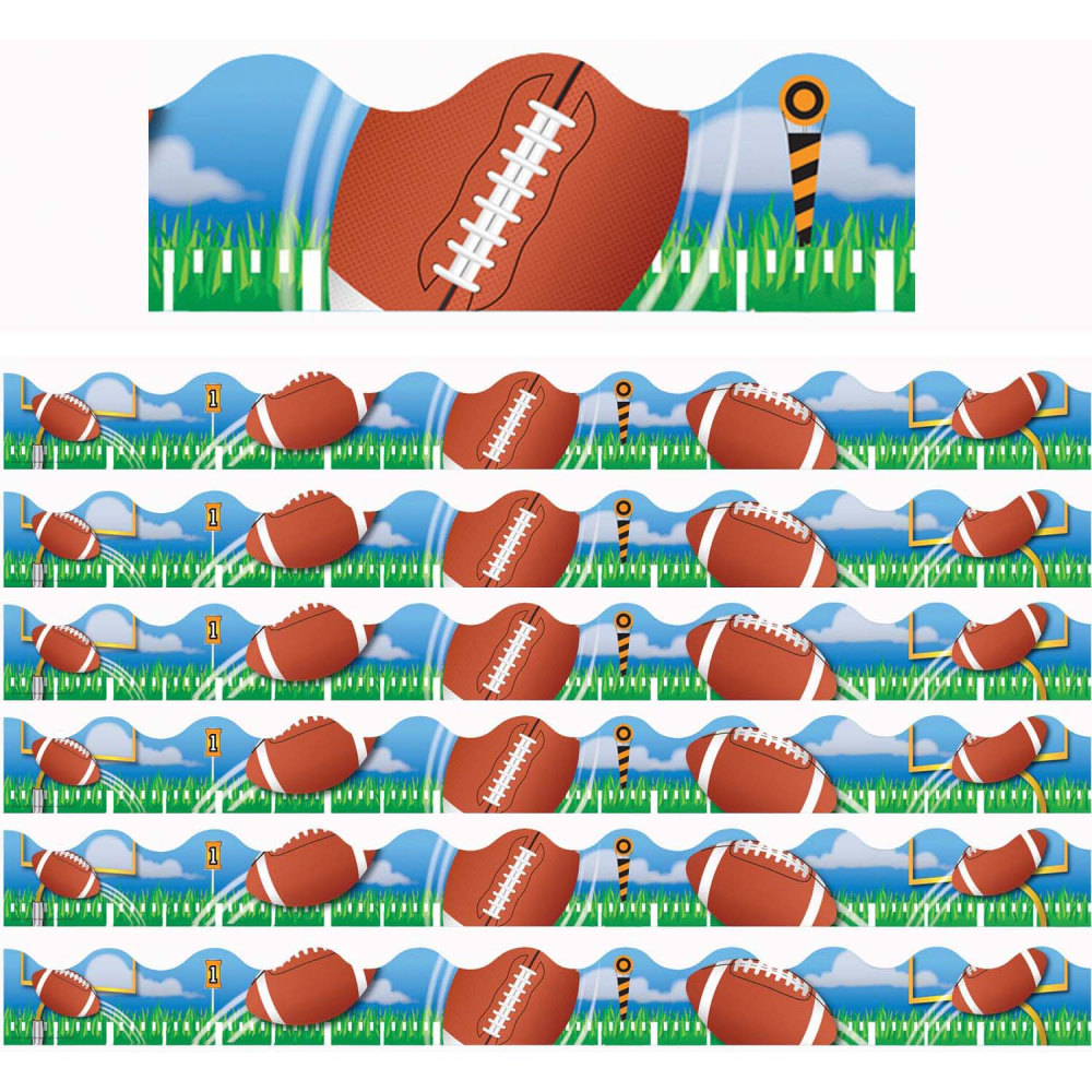Eureka School Deco Trim, Football, 37ft Per Pack, Set Of 6 Packs MPN:EU-845203-6