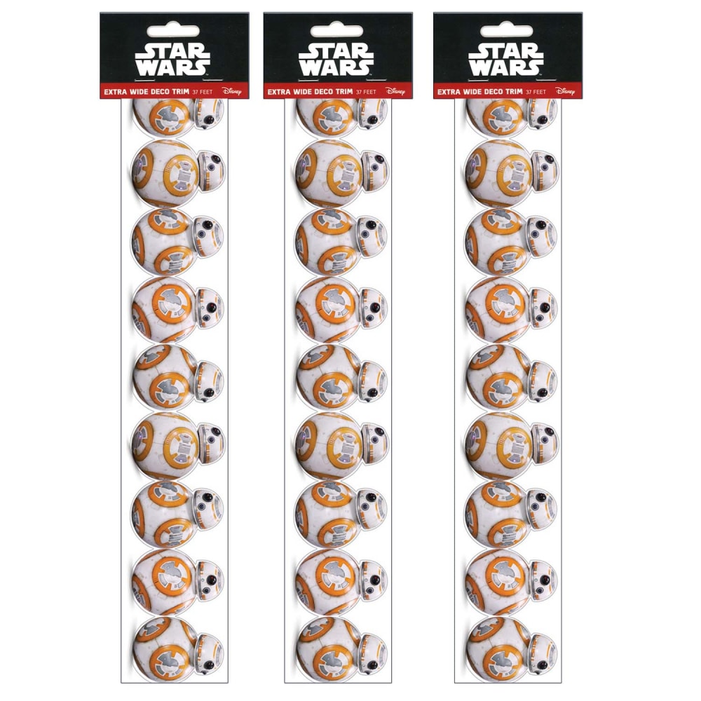 Eureka Extra Wide Die Cut Deco Trim Packs, 37' x 3-1/4in, Star Wars BB-8, Set Of 3 Packs MPN:EU-845384-3