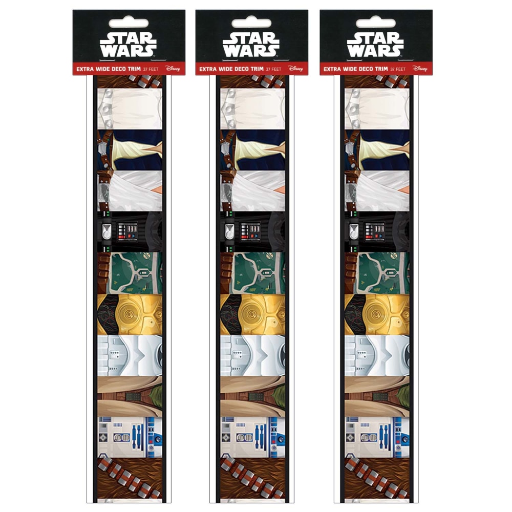 Eureka Extra Wide Die Cut Deco Trim Packs, 37' x 3-1/4in, Star Wars, Set Of 3 Packs MPN:EU-845623-3