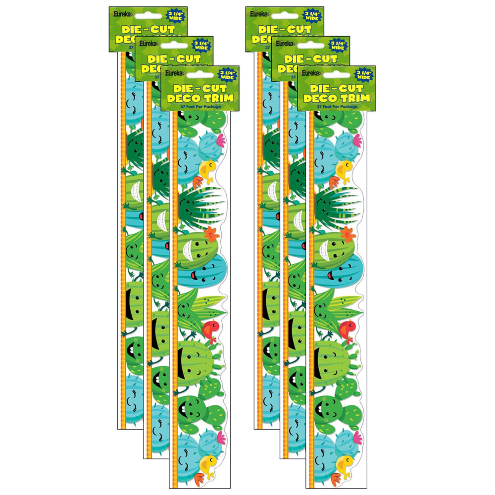 Eureka School Extra Wide Deco Trim, 3-1/4in x 37in, A Sharp Bunch Line-Up, 12 Strips Per Pack, Set Of 6 Packs MPN:EU-845627-6