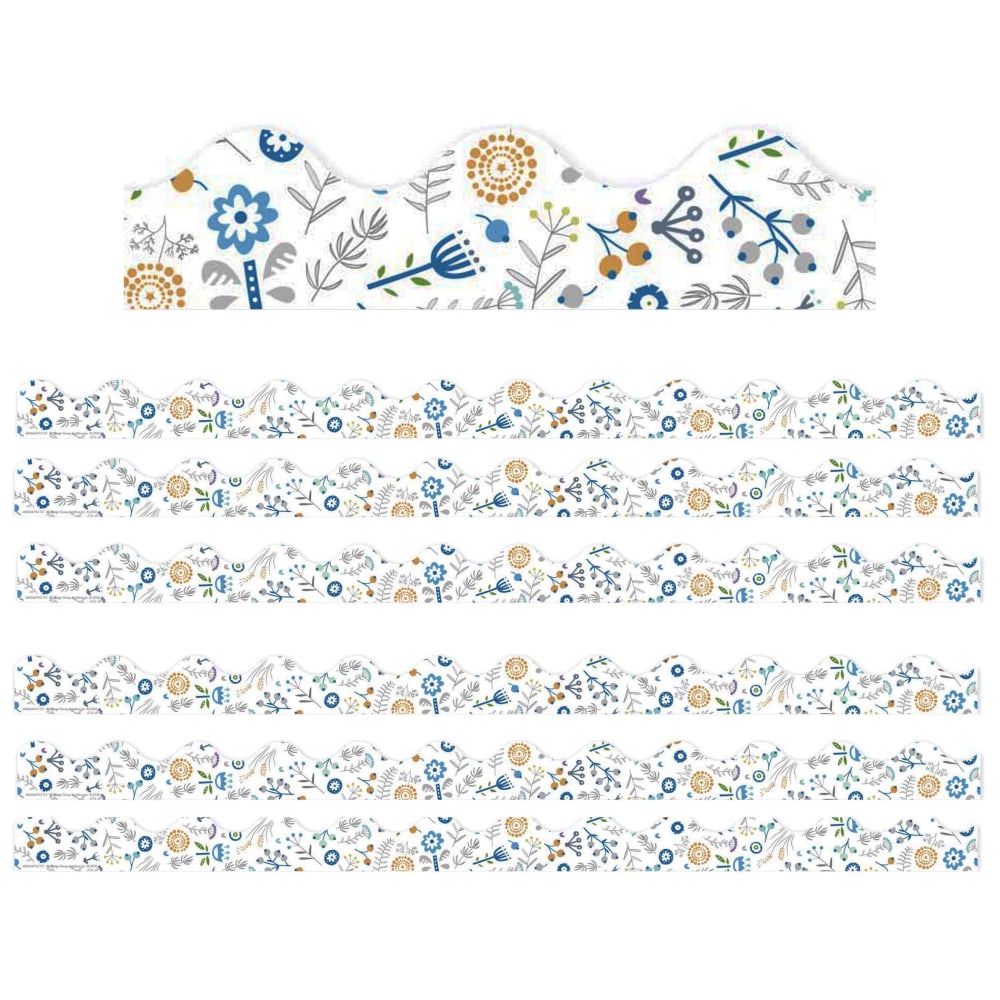 Eureka School Deco Trim, A Close-Knit Class Danish Floral, 37' Per Pack, Set Of 6 Packs MPN:EU-845647-6