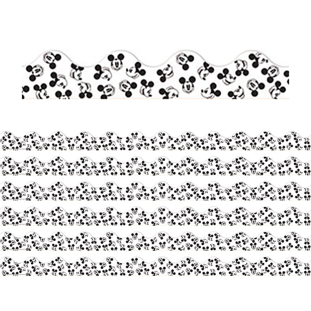 Eureka School Deco Trim, Mickey Mouse Throwback Tossed Mickeys, 37' Per Pack, Set Of 6 Packs MPN:EU-845664-6