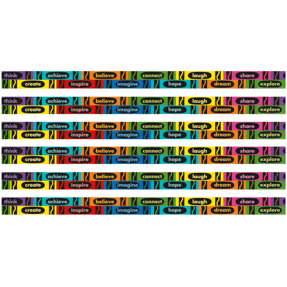 Eureka Deco Trim Packs, 37' x 2-1/4in, Crayola Inspirational Words, Set Of 6 Packs MPN:EU-845674-6