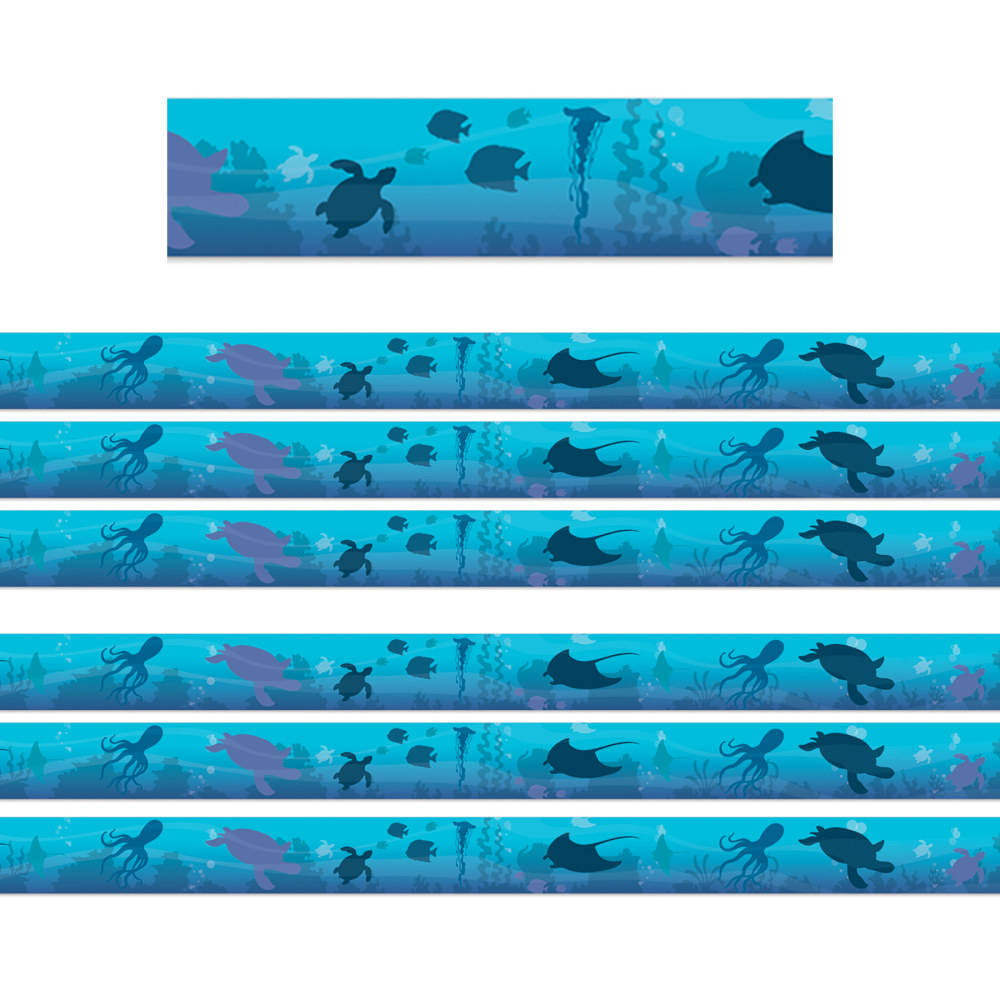 Eureka Deco Trim Packs, 37' x 2-1/4in, Seas the Day Blue, Set Of 6 Packs MPN:EU-845685-6