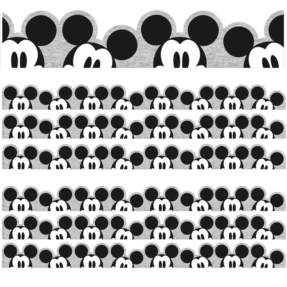 Eureka School Extra-Wide Deco Trim, Mickey Mouse Throwback Peeking, 37' Per Pack, Set Of 3 Packs MPN:EU-846321-3
