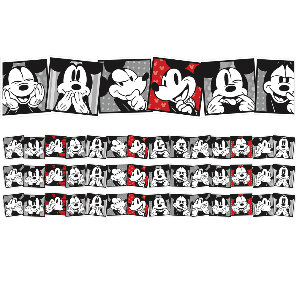 Eureka School Extra-Wide Deco Trim, Mickey Mouse Throwback Mickey Selfies, 37' Per Pack, Set Of 3 Packs MPN:EU-846322-3