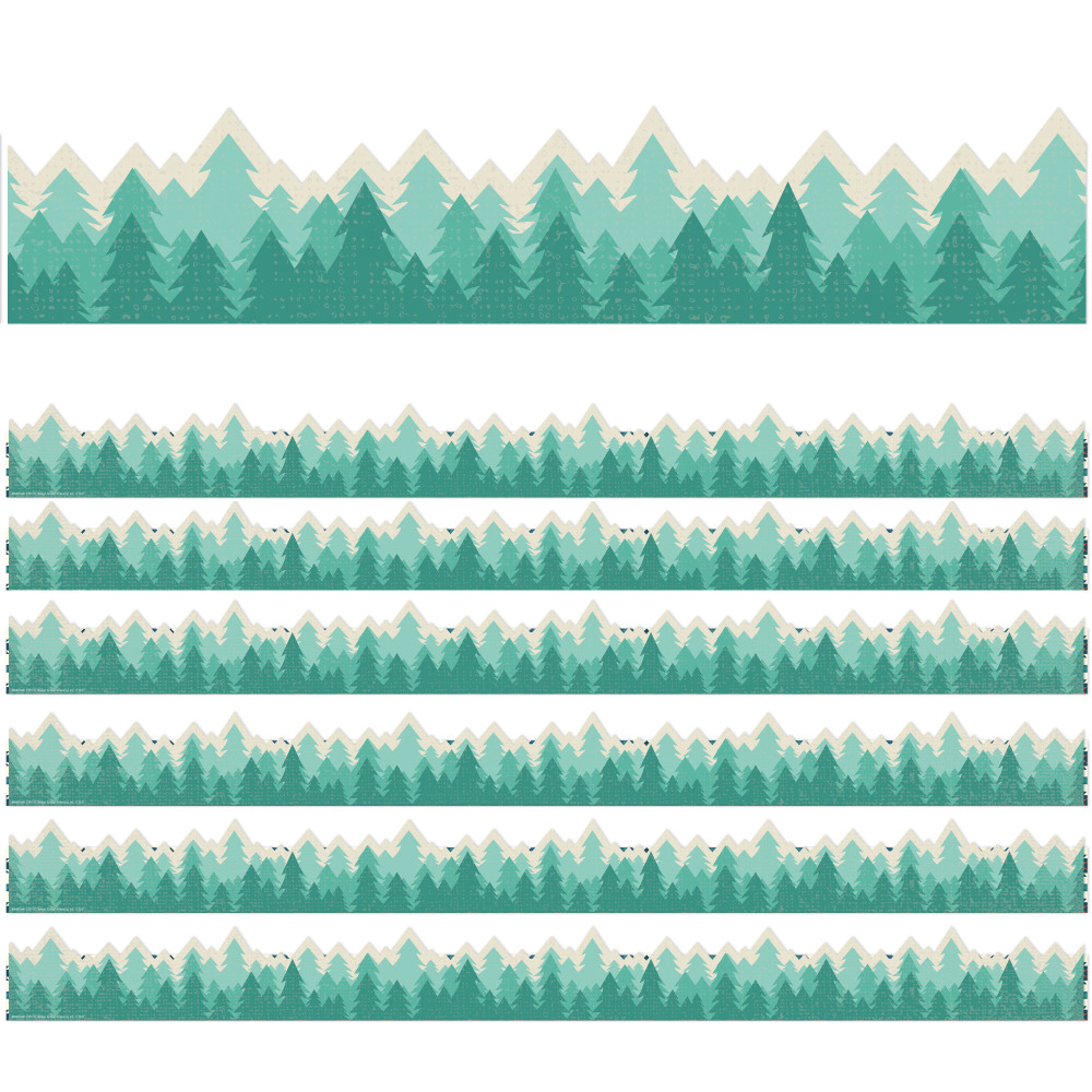 Eureka School Extra-Wide Deco Trim, Adventurer Trees, 37' Per Pack, Set Of 6 Packs MPN:EU-846324-6