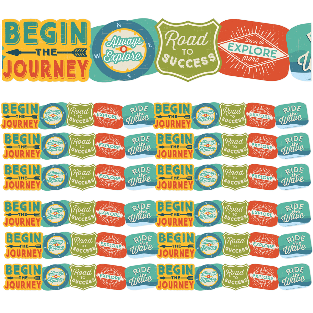 Eureka School Extra-Wide Deco Trim, Adventurer Badges, 37' Per Pack, Set Of 6 Packs MPN:EU-846325-6