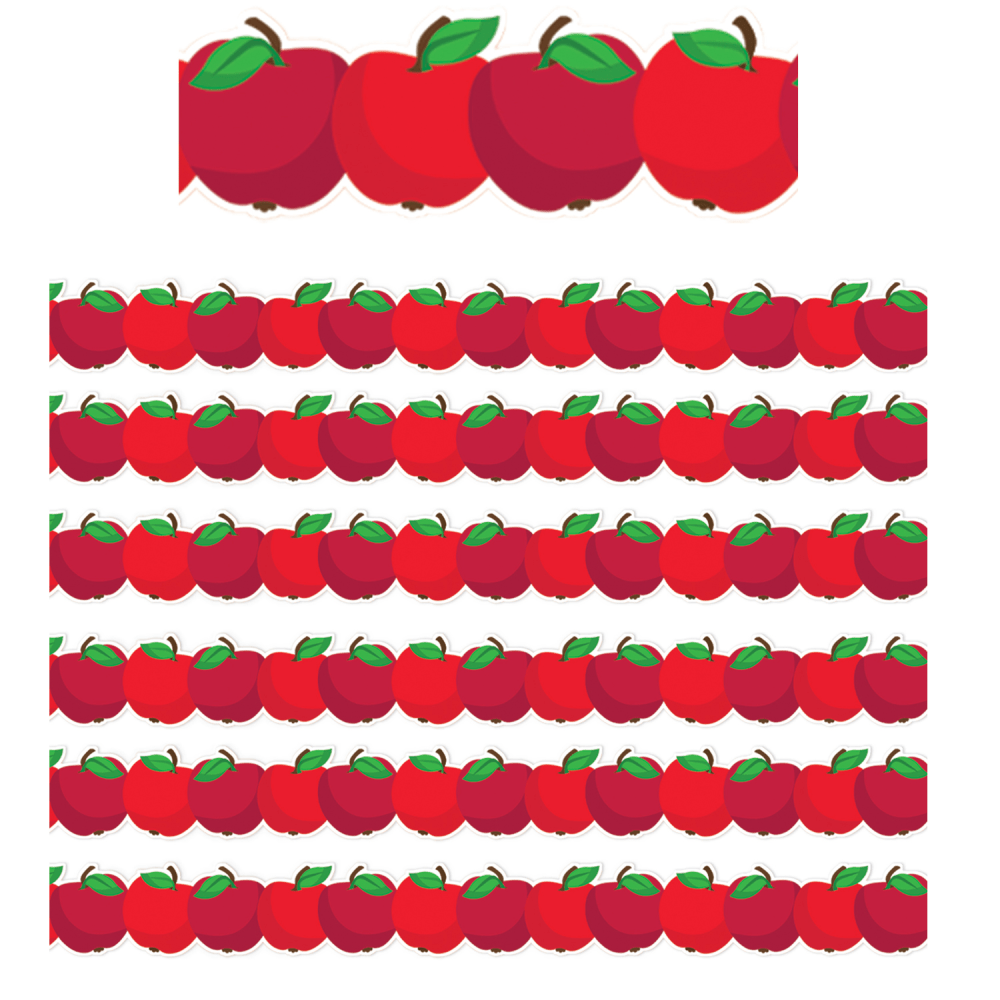 Eureka School Extra-Wide Deco Trim, Die-Cut, Apple, 37' Per Pack, Set Of 6 Packs MPN:EU-846334-6