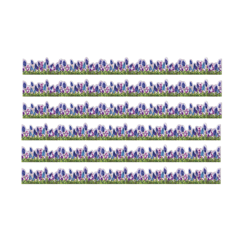 Eureka Extra Wide Deco Trim Packs, 37' x 3-1/4in, Curiosity Garden Die-Cut Floral, Set Of 6 Packs MPN:EU-846339-6