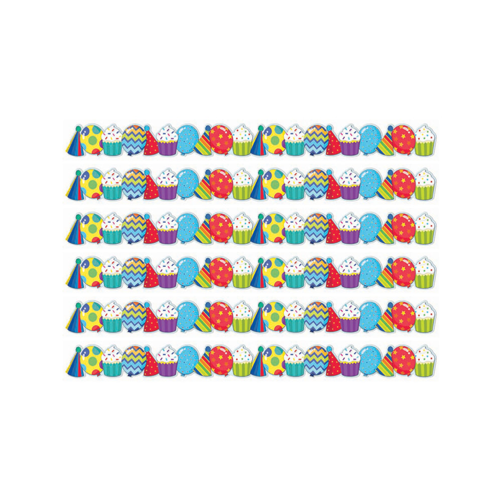 Eureka Extra Wide Deco Trim Packs, 37' x 3-1/4in, Celebrate, Set Of 6 Packs MPN:EU-846341-6