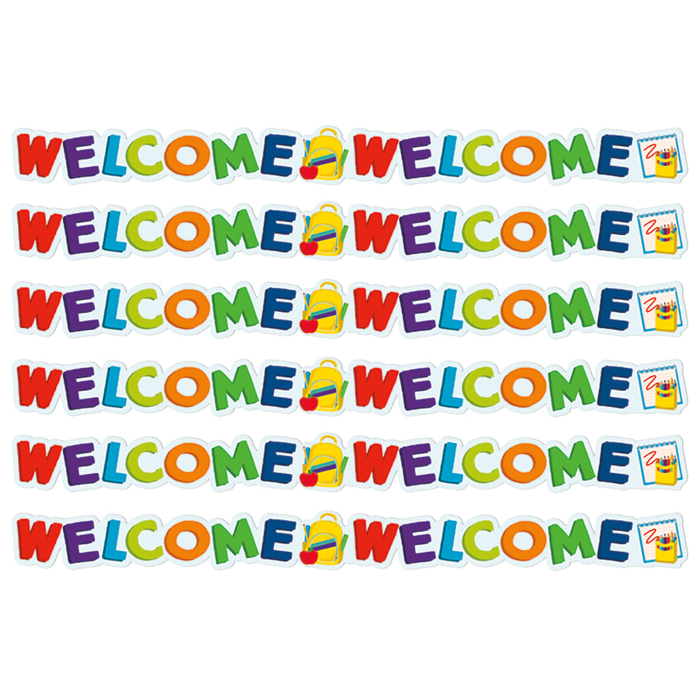 Eureka Extra Wide Deco Trim Packs, 37' x 3-1/4in, Welcome, Set Of 6 Packs MPN:EU-846344-6