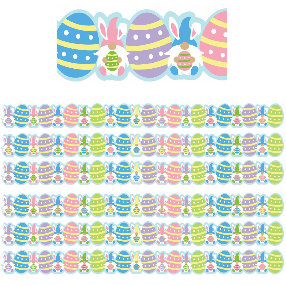 Eureka Extra Wide Die-Cut Deco Trim Packs, 37' x 3-1/4in, Easter Gnomes, Set Of 6 Packs MPN:EU-846348-6