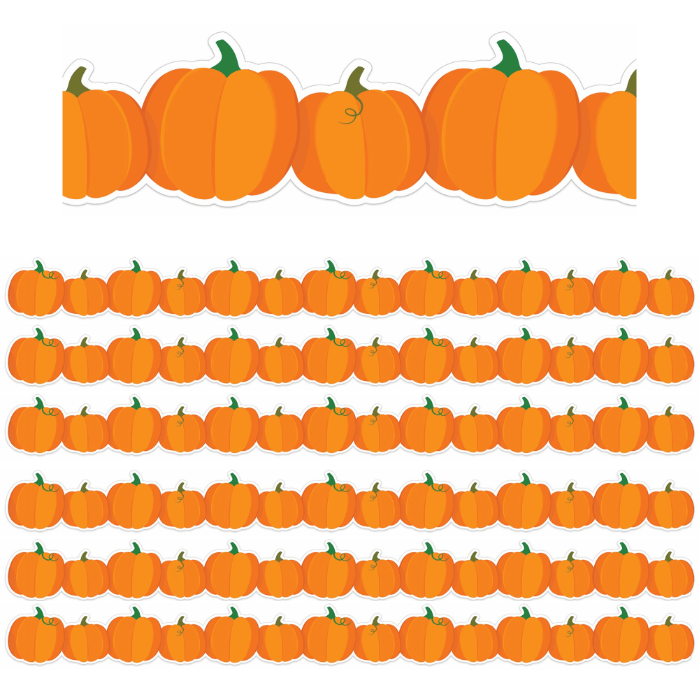 Eureka Extra Wide Deco Trim Packs, 37' x 3-1/4in, Pumpkins, Set Of 6 Packs MPN:EU-846349-6