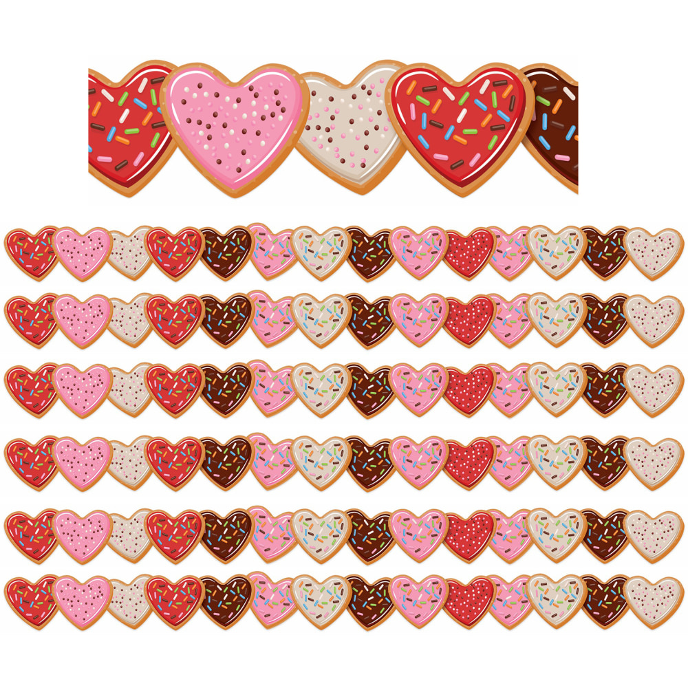 Eureka Extra Wide Die-Cut Deco Trim Packs, 37' x 3-1/4in, Heart Cookies, Set Of 6 Packs MPN:EU-846350-6