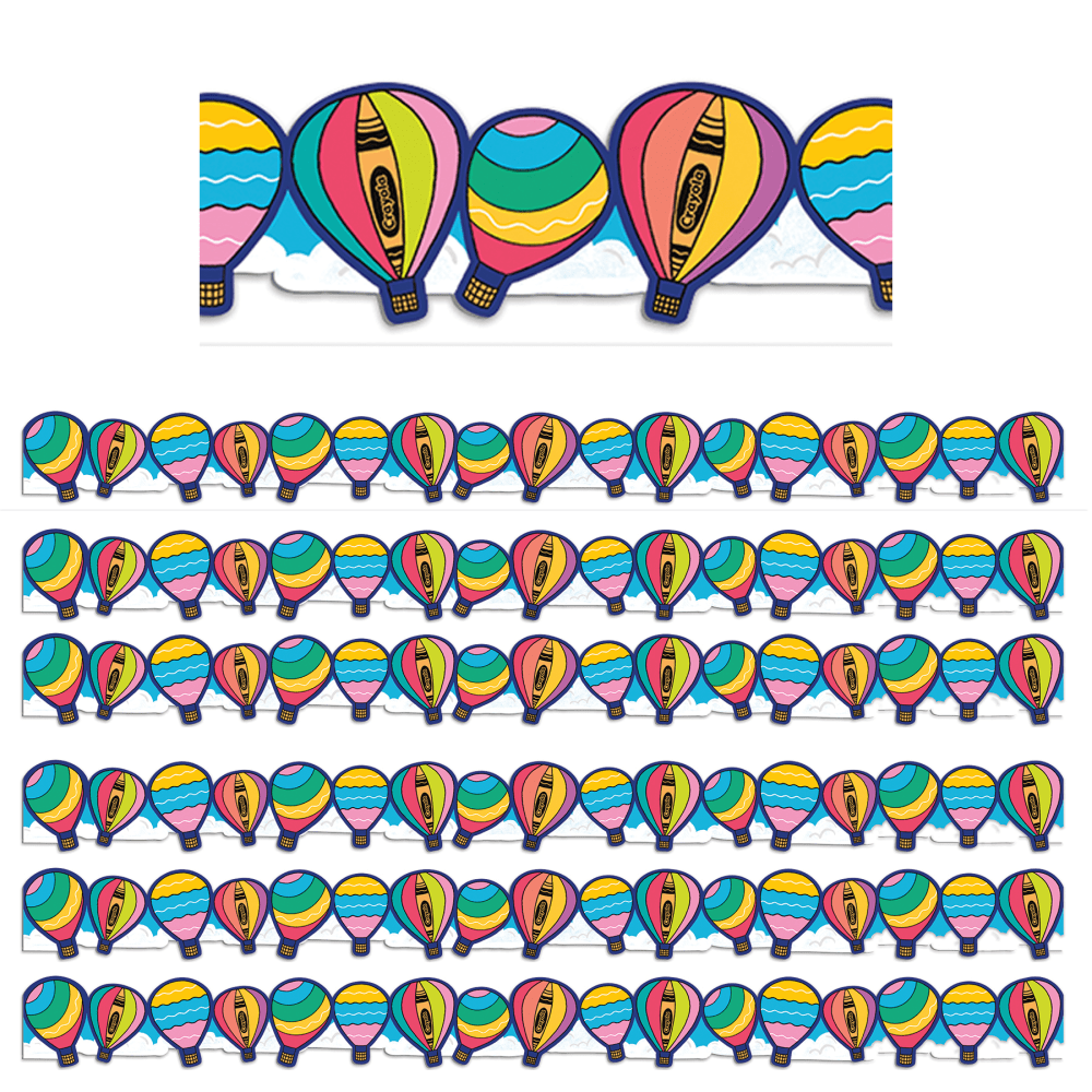 Eureka Extra Wide Die-Cut Deco Trim Packs, 37' x 3-1/4in, Crayola Colors of Kindness Hot Air Balloons, Set Of 6 Packs MPN:EU-846352-6