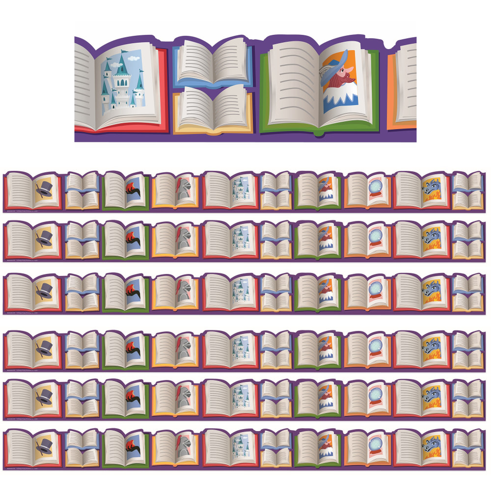 Eureka Extra Wide Die-Cut Deco Trim Packs, 37' x 3-1/4in, Once Upon A Dream Story Book, Set Of 6 Packs MPN:EU-846353-6