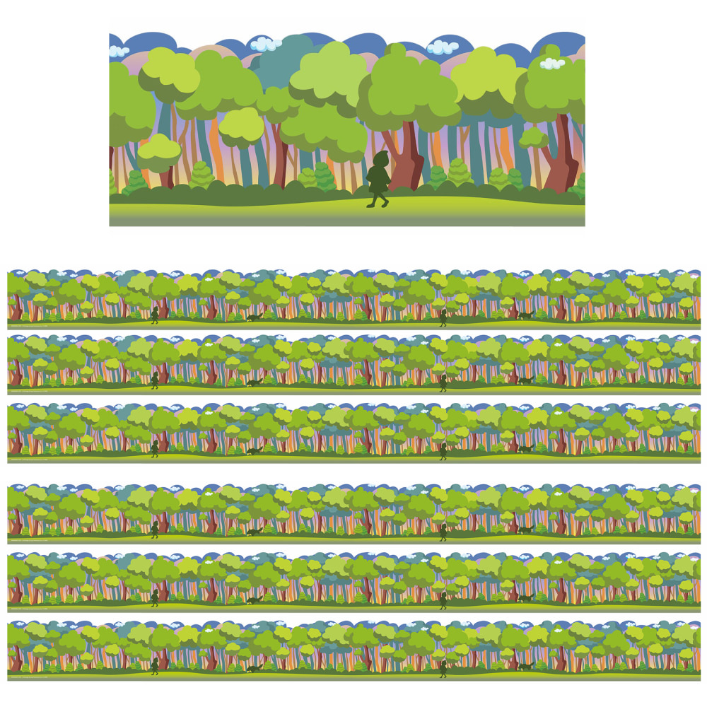 Eureka Extra Wide Die-Cut Deco Trim Packs, 37' x 3-1/4in, Once Upon A Dream Forest, Set Of 6 Packs MPN:EU-846360-6