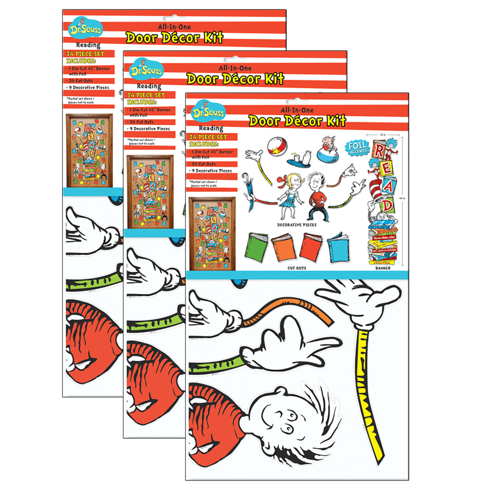 Eureka School Reading All-In-One Door Decor Kits, 45in, Dr. Seuss, 34 Pieces Per Kit, Pack Of 3 Kits MPN:EU-849314-3