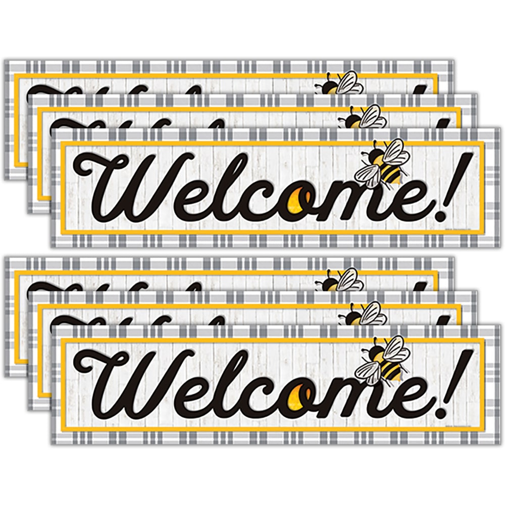 Eureka Welcome Horizontal Banners, 45in x 12in, The Hive, Bundle Of 6 Banners MPN:EU-849344-6